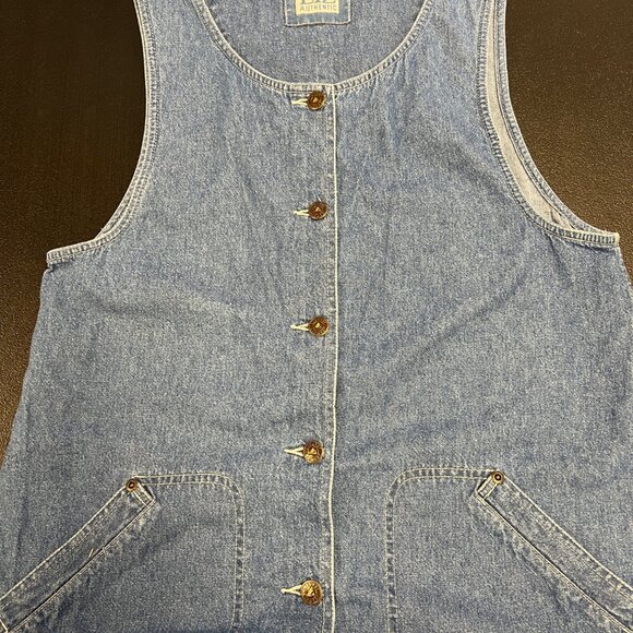 VTG Liz Authentic Denim Sleeveless Jumper Dress Size Medium Cottagecore Western - Picture 4 of 6